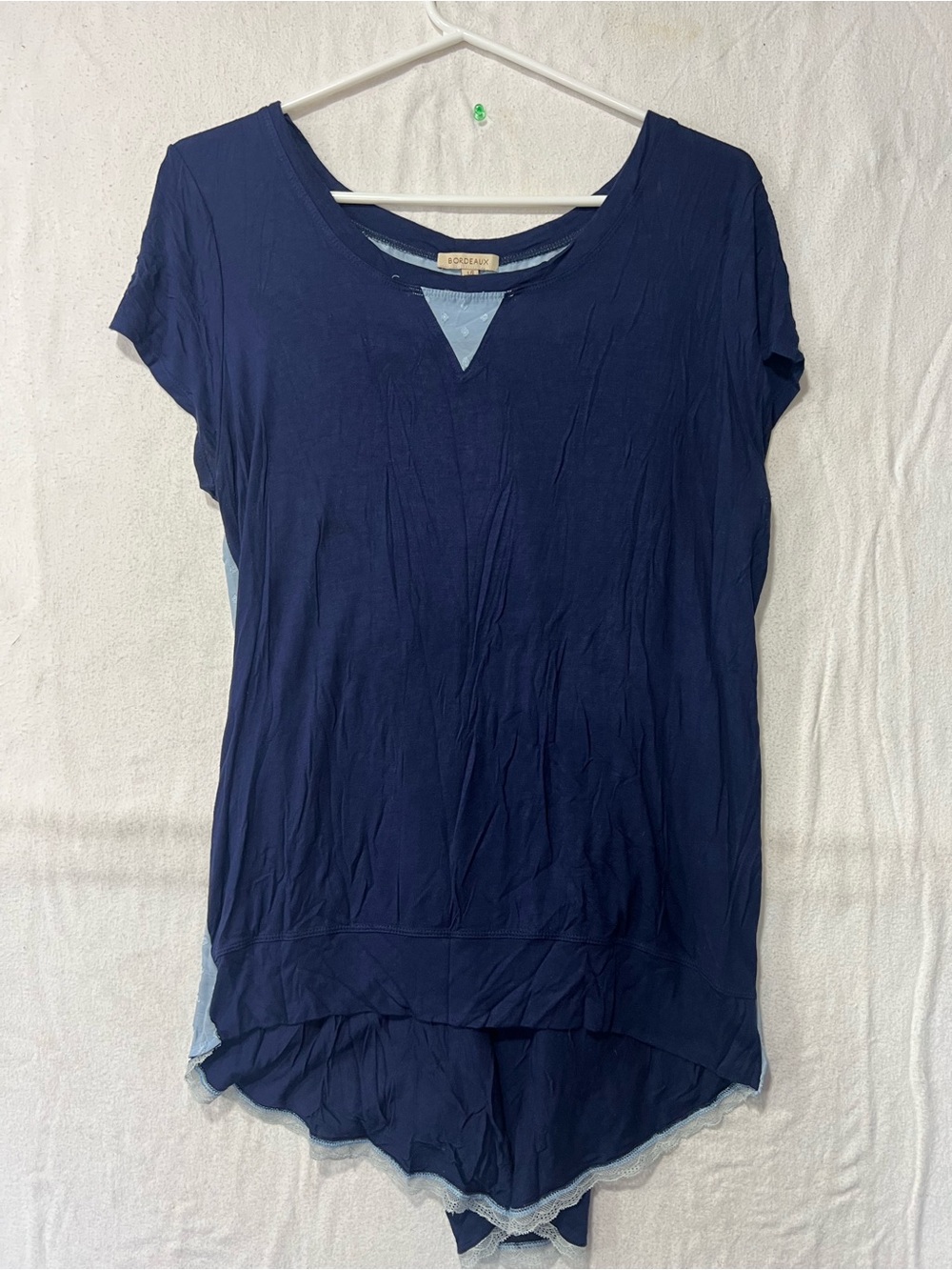 Bordeaux Navy Short-Sleeve Scoop Neck Top